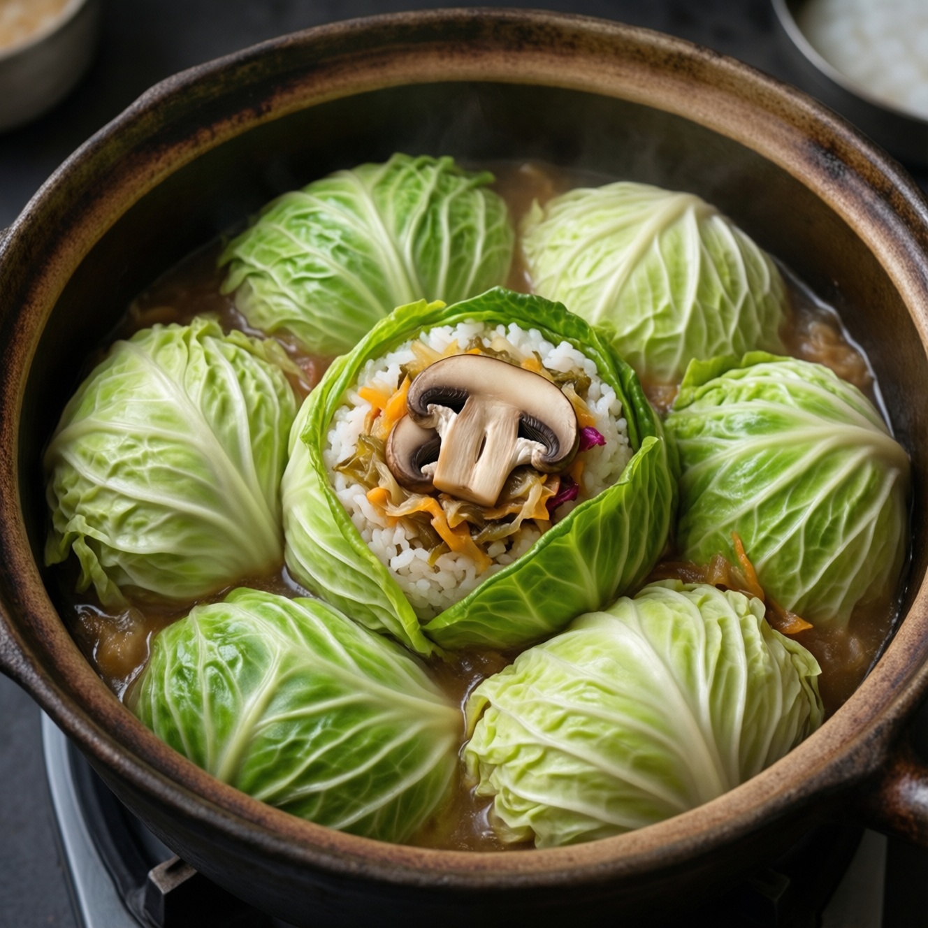Рецепт голубцов с рисом, грибами и квашеной капустой — сытное домашнее блюдо